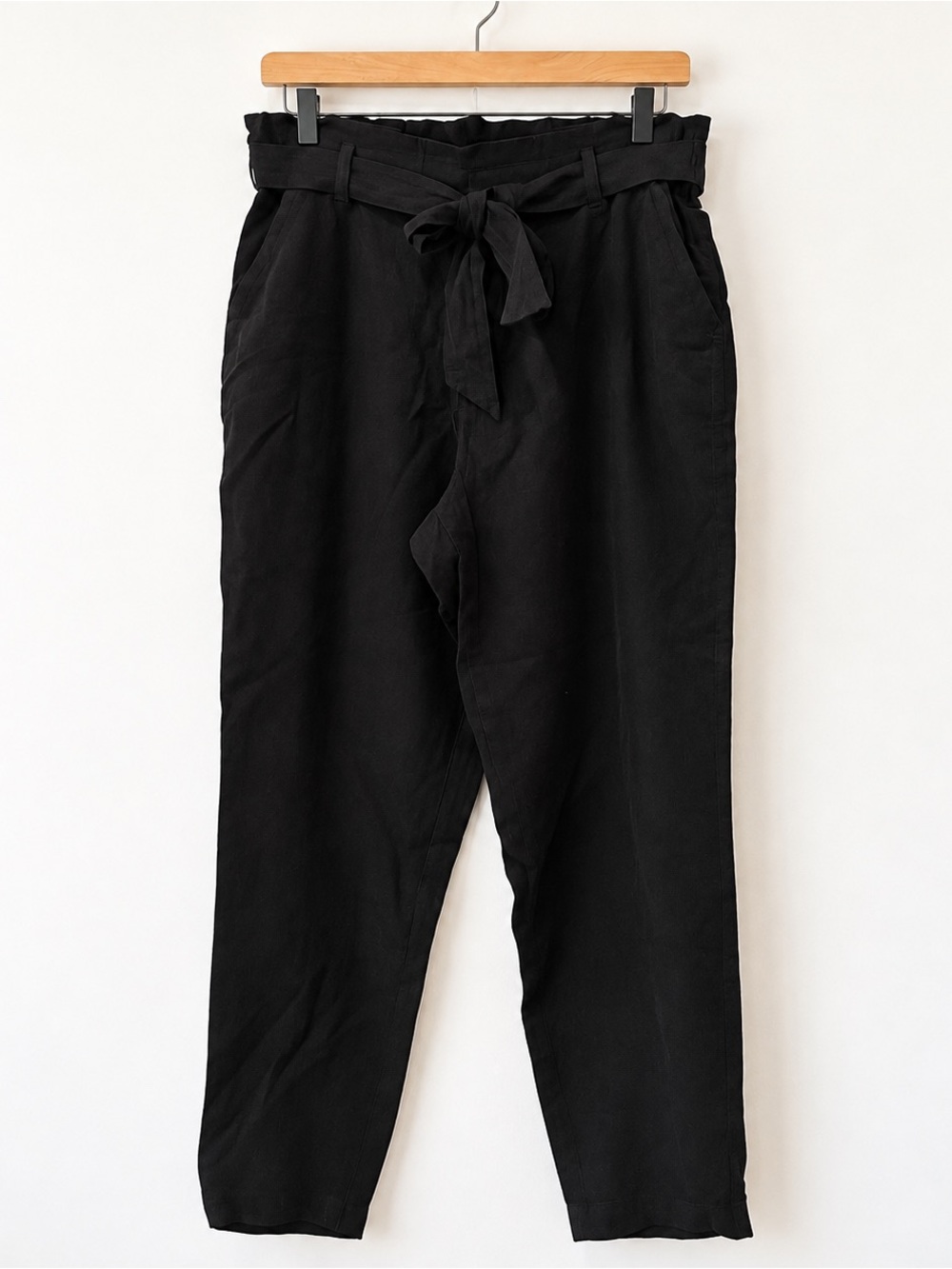 Old Navy Black Paperbag Waist Pants with Self Tie Belt, L
